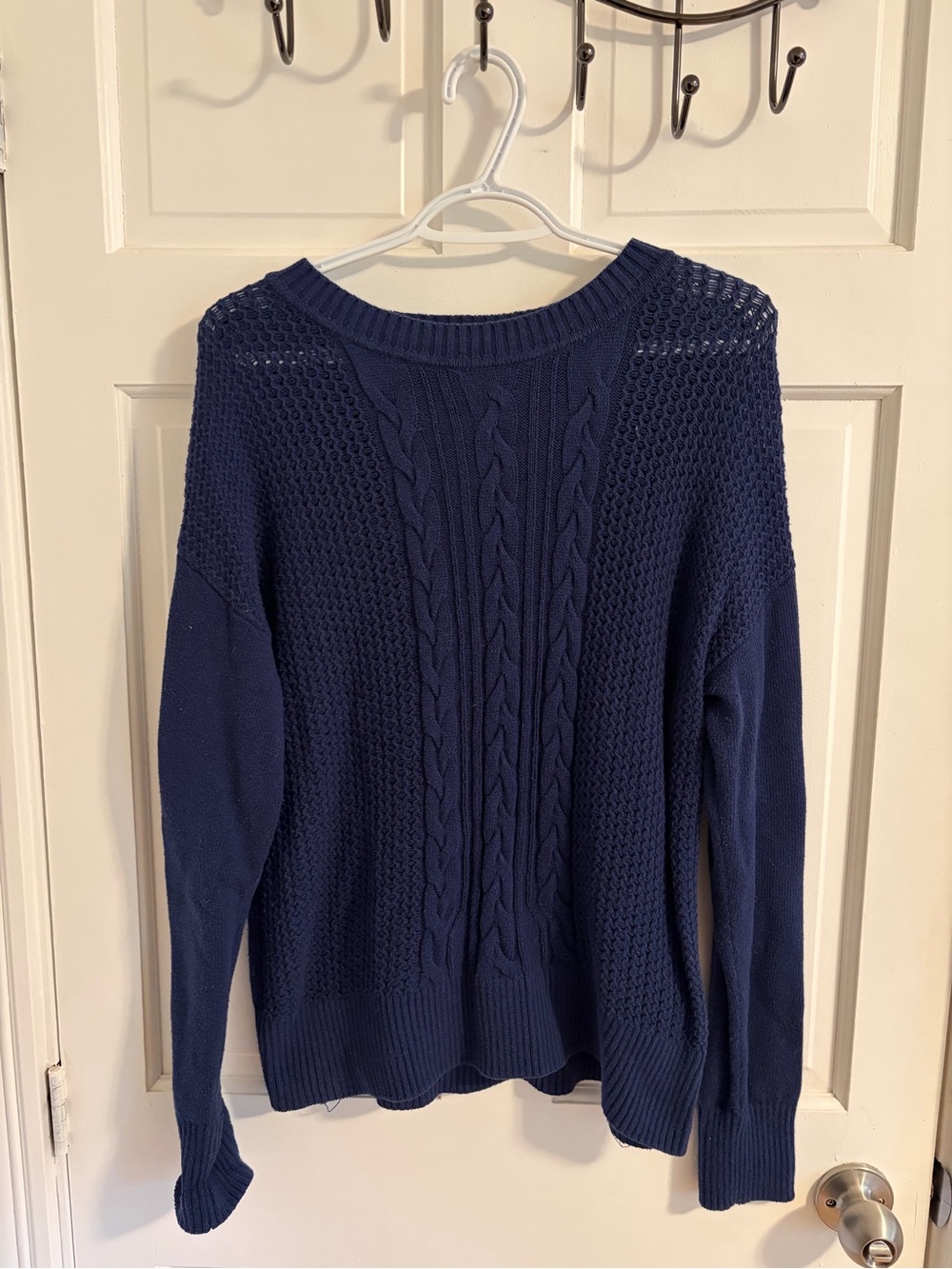 Banana Republic Navy Cable-Knit Crewneck Sweater